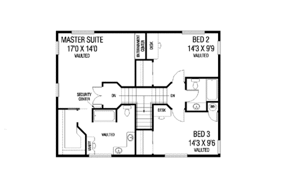 Floor Plan - Upper Floor for Traditional House Plan #60-289 - 3 bed, 2.5 bath