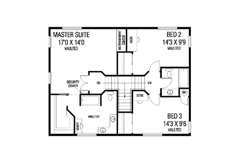 Home Plan - Floor Plan - Upper Floor for Traditional House Plan #60-289 - 3 bed, 2.5 bath