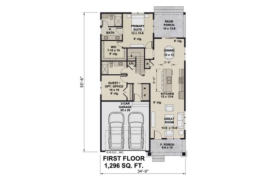 Floor Plan - Main Floor for Craftsman House Plan #51-1498 - 4 bed, 3 bath