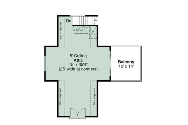Home Plan - Floor Plan - Upper Floor for Craftsman House Plan #124-1478, 1 bath
