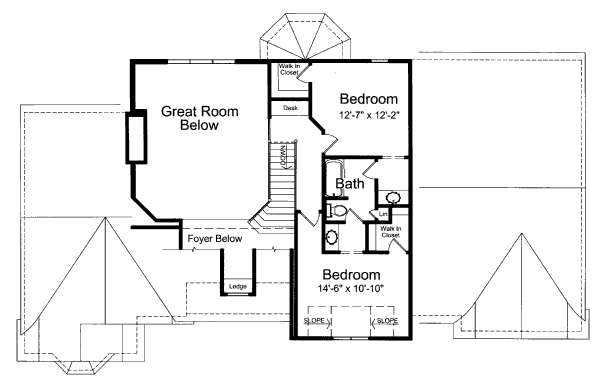 Architectural House Design - Traditional Floor Plan - Upper Floor Plan #46-427