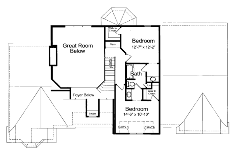 Architectural House Design - Floor Plan - Upper Floor for Traditional House Plan #46-427 - 3 bed, 2.5 bath