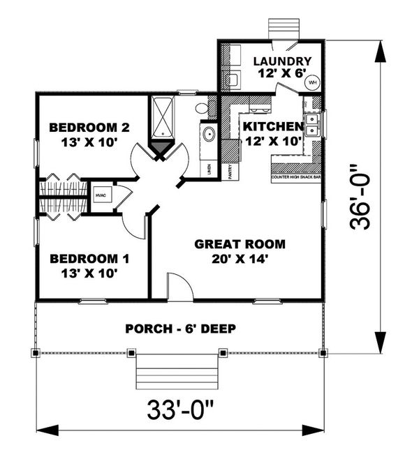 Country Floor Plan - Main Floor Plan #44-203