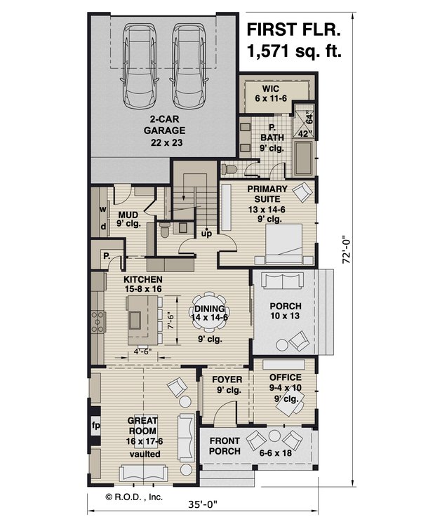 Dream House Plan - Farmhouse Floor Plan - Main Floor Plan #51-1251