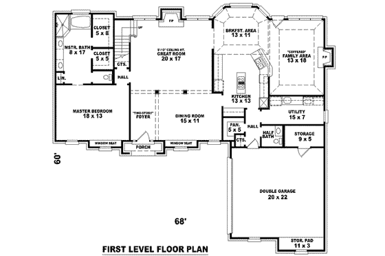 Floor Plan - Main Floor for European House Plan #81-1066 - 4 bed, 3.5 bath