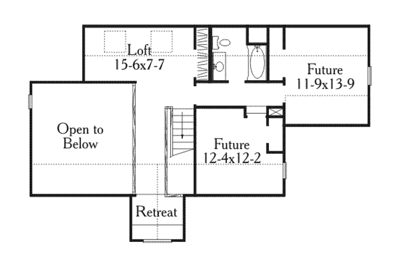 Dream House Plan - Floor Plan - Upper Floor for Southern House Plan #406-192 - 3 bed, 2 bath