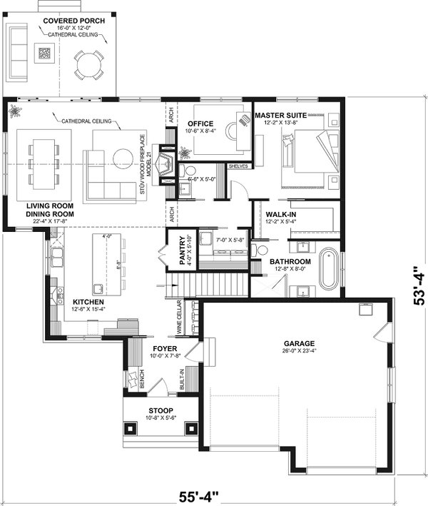 Architectural House Design - Ranch Floor Plan - Main Floor Plan #23-2891