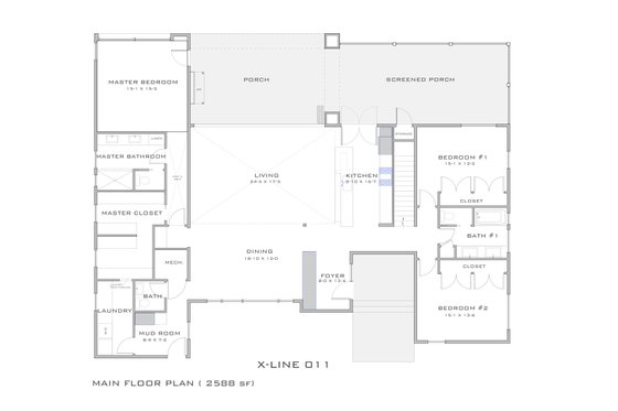 Floor Plan - Main Floor for Modern House Plan #909-4 - 4 bed, 3 bath