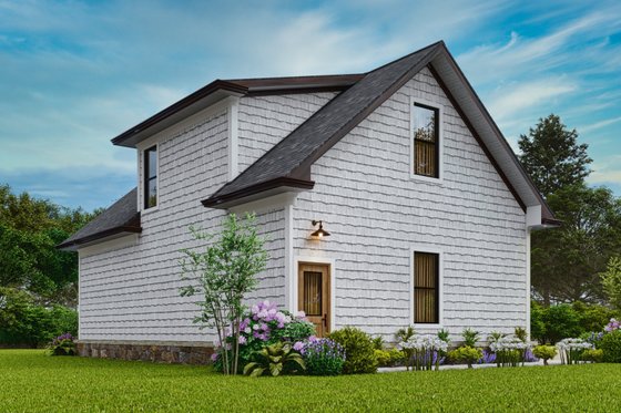 Exterior - Rear Elevation for Traditional House Plan #54-595, 1 bath