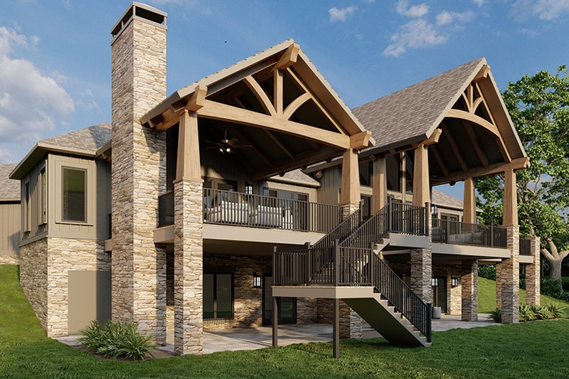 Dream House Plan - Exterior - Rear Elevation 2 for Craftsman House Plan #923-43 - 4 bed, 4.5 bath
