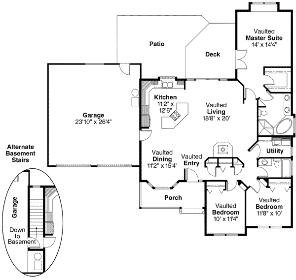House Plan Design - Ranch Floor Plan - Main Floor Plan #124-312