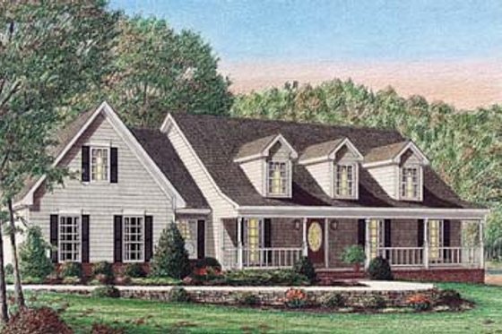 Exterior - Front Elevation for Farmhouse House Plan #34-153 - 3 bed, 2 bath
