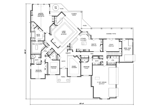 Floor Plan - Main Floor for Traditional House Plan #65-245 - 4 bed, 3.5 bath
