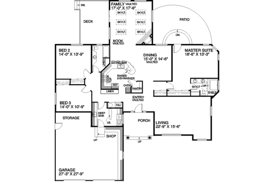 Floor Plan - Main Floor for Traditional House Plan #60-191 - 3 bed, 2 bath