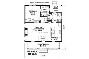 Floor Plan - Main Floor for Farmhouse House Plan #51-1434 - 1 bed, 1 bath