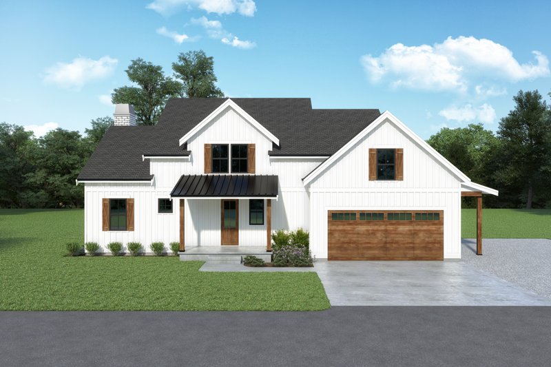 House Blueprint - Farmhouse Exterior - Front Elevation Plan #1070-186
