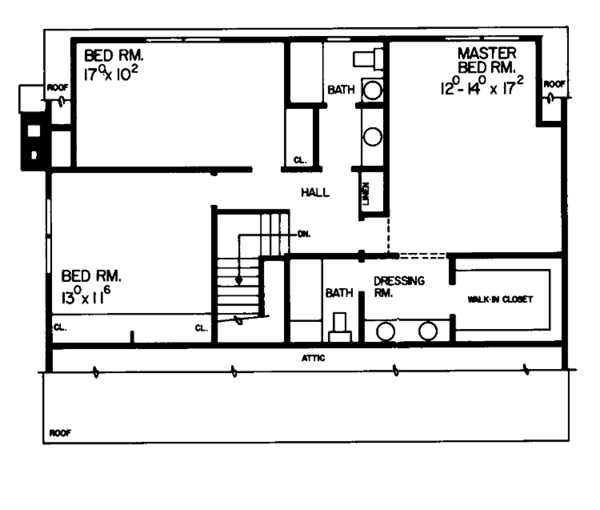 House Blueprint - Colonial Floor Plan - Upper Floor Plan #72-662