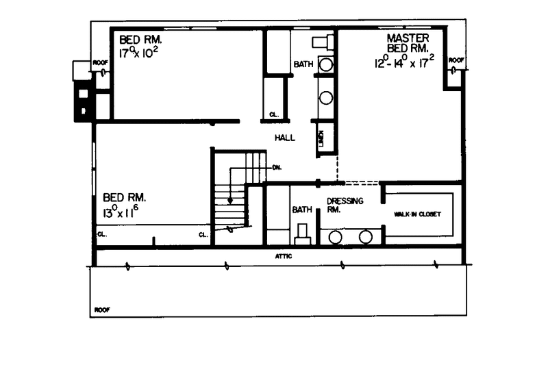 Home Plan - Floor Plan - Upper Floor for Colonial House Plan #72-662 - 3 bed, 2.5 bath