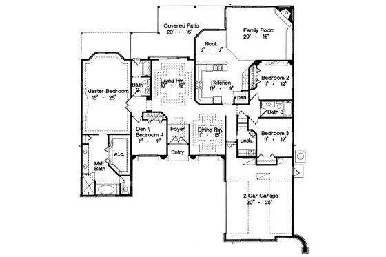 Floor Plan - Main Floor for Colonial House Plan #417-310 - 4 bed, 3 bath