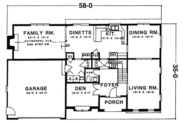 Dream House Plan - Traditional Floor Plan - Main Floor Plan #1001-125