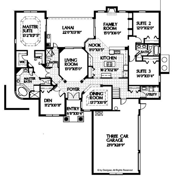 House Plan Design - Traditional Floor Plan - Main Floor Plan #999-46