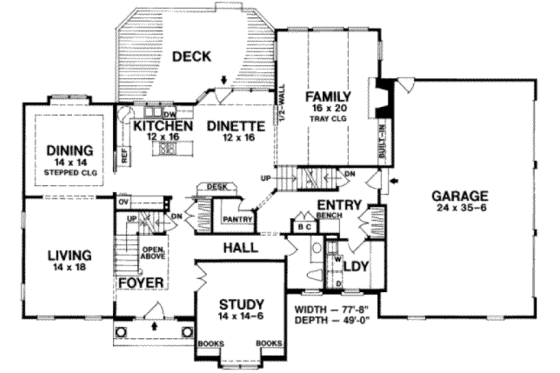 Floor Plan - Main Floor for Colonial House Plan #328-124 - 4 bed, 3.5 bath