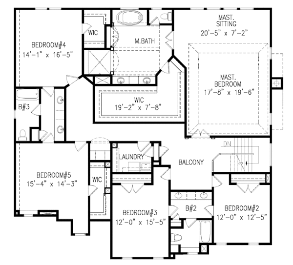 Dream House Plan - Country Floor Plan - Upper Floor Plan #54-336