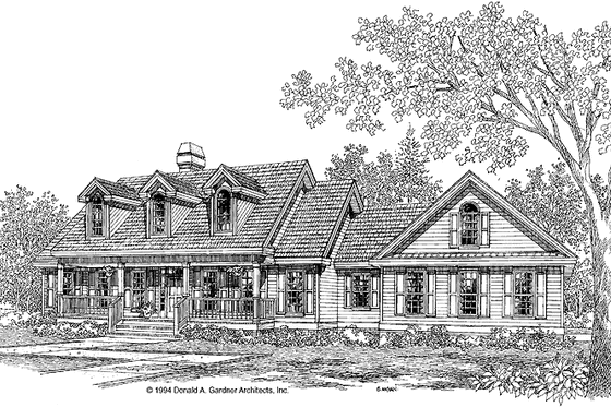 Exterior - Front Elevation for Country House Plan #929-180 - 3 bed, 2.5 bath