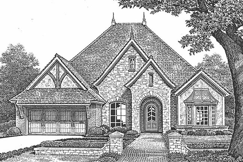 Home Plan - Exterior - Front Elevation 4 for European House Plan #310-1255 - 2 bed, 3 bath