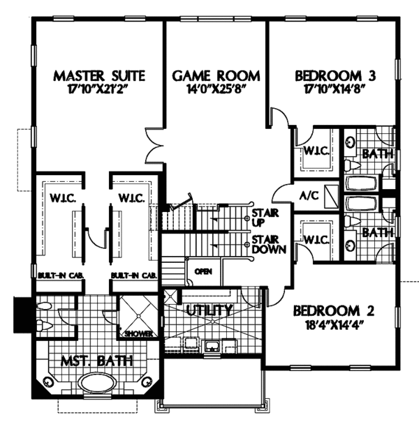 House Blueprint - Colonial Floor Plan - Upper Floor Plan #999-63