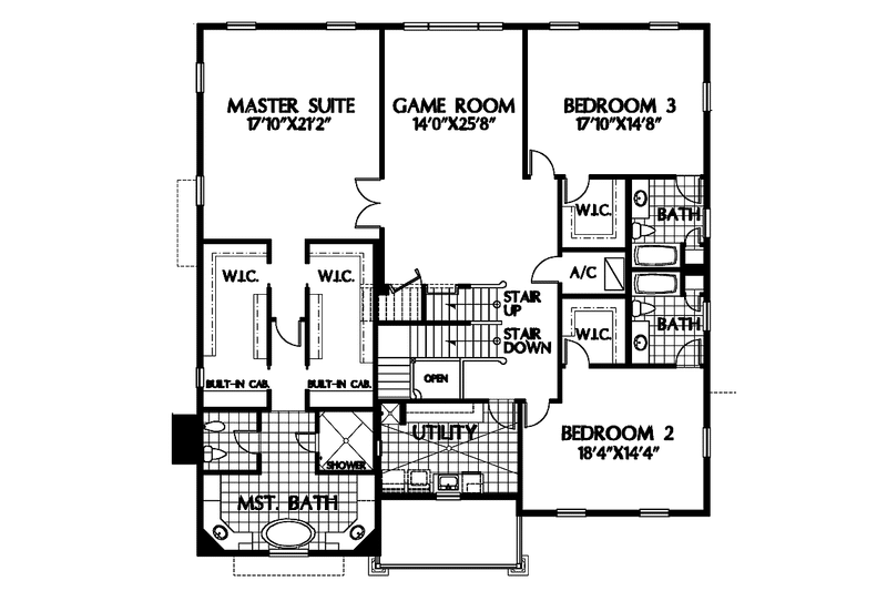 Home Plan - Floor Plan - Upper Floor for Colonial House Plan #999-63 - 3 bed, 5.5 bath
