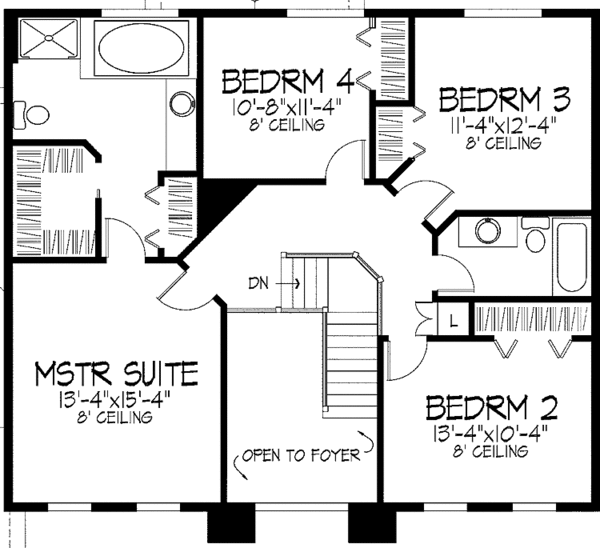House Plan Design - Traditional Floor Plan - Upper Floor Plan #51-890