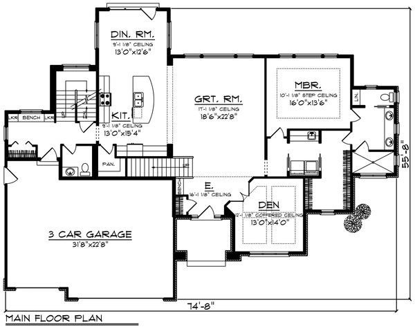 Home Plan - Southern Floor Plan - Main Floor Plan #70-1227