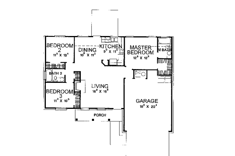 Dream House Plan - Floor Plan - Main Floor for Ranch House Plan #472-125 - 3 bed, 2 bath