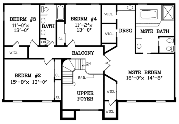 Home Plan - Traditional Floor Plan - Upper Floor Plan #314-248
