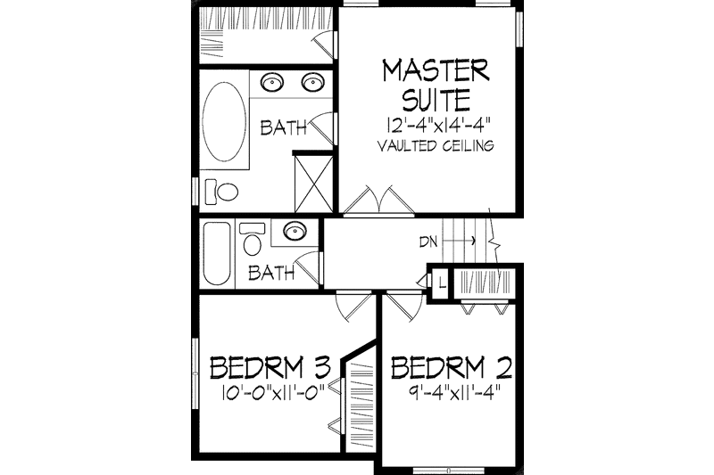 Home Plan - Floor Plan - Upper Floor for European House Plan #51-731 - 3 bed, 2.5 bath