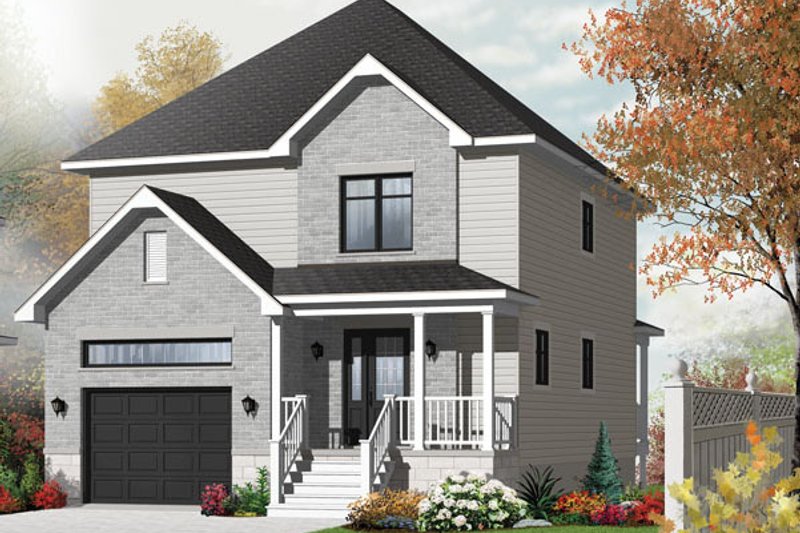 Home Plan - Exterior - Front Elevation 3 for European House Plan #23-2589 - 3 bed, 1.5 bath