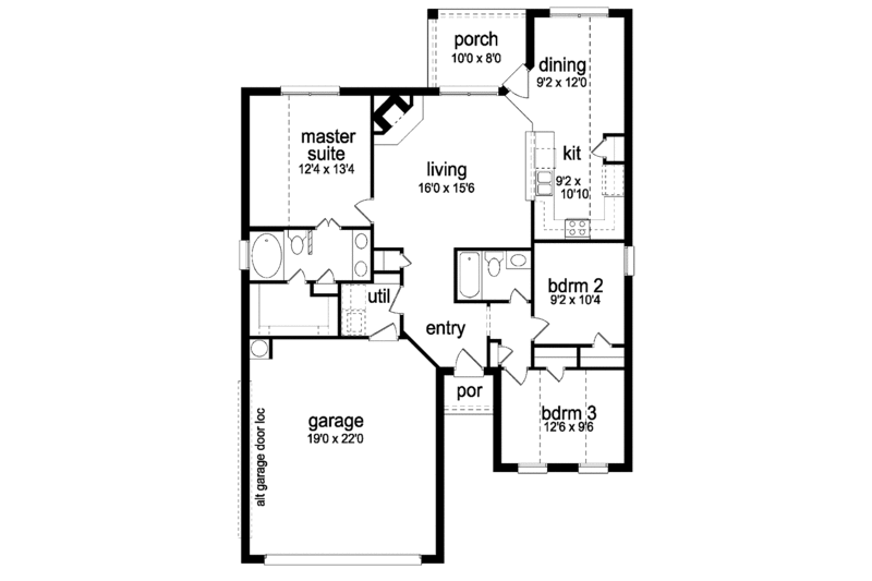 Home Plan - Floor Plan - Main Floor for Traditional House Plan #84-669 - 3 bed, 2 bath