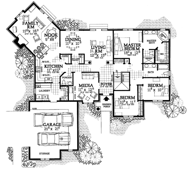 Architectural House Design - Mediterranean Floor Plan - Main Floor Plan #72-1051