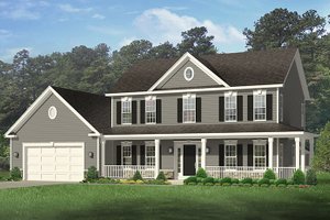 Exterior - Front Elevation 4 for Colonial House Plan #1010-152 - 4 bed, 2.5 bath