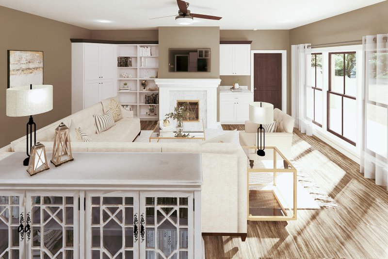 Dream House Plan - Interior - Family Room for Farmhouse House Plan #44-287 - 3 bed, 2 bath