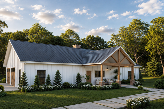 Exterior - Rear Elevation for Barndominium House Plan #1117-8 - 3 bed, 2.5 bath