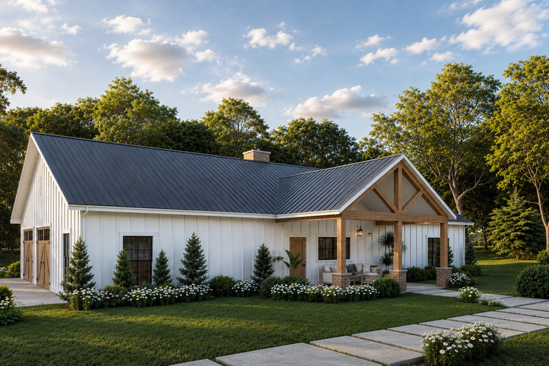 Architectural House Design - Exterior - Rear Elevation for Barndominium House Plan #1117-8 - 3 bed, 2.5 bath