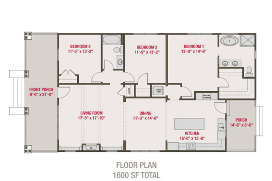 Floor Plan - Main Floor for Bungalow House Plan #461-67 - 3 bed, 2 bath