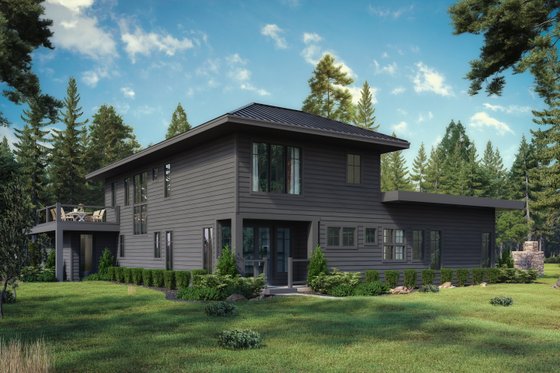 Exterior - Rear Elevation for Contemporary House Plan #942-64 - 3 bed, 2.5 bath