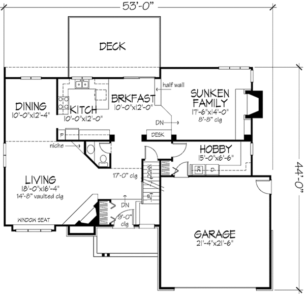House Plan Design - Country Floor Plan - Main Floor Plan #320-1147