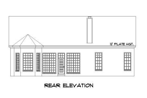 Exterior - Rear Elevation for Traditional House Plan #424-19 - 3 bed, 2 bath