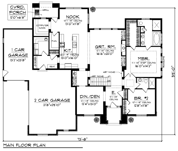 House Plan Design - European Floor Plan - Main Floor Plan #70-984