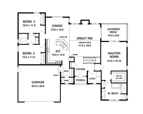 Architectural House Design - Ranch Floor Plan - Main Floor Plan #1010-104