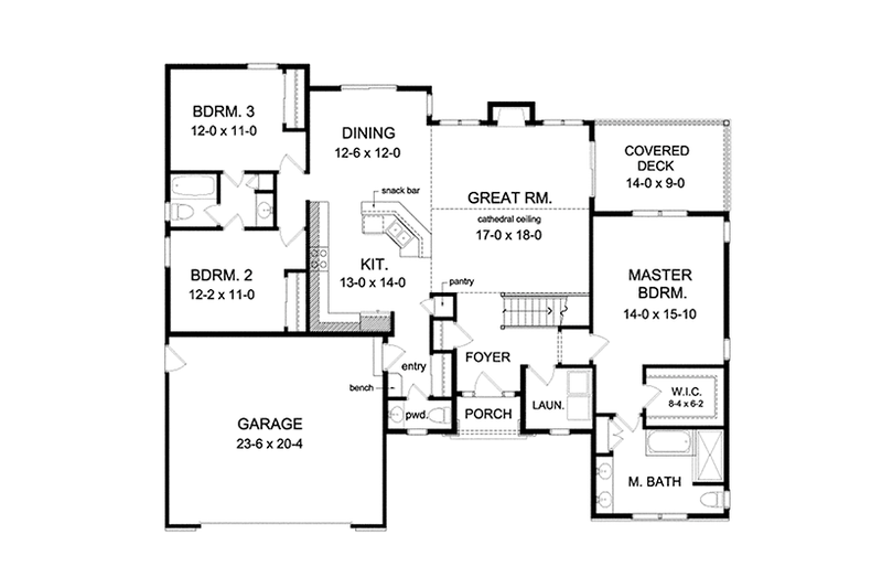 Home Plan - Floor Plan - Main Floor for Ranch House Plan #1010-104 - 3 bed, 2.5 bath